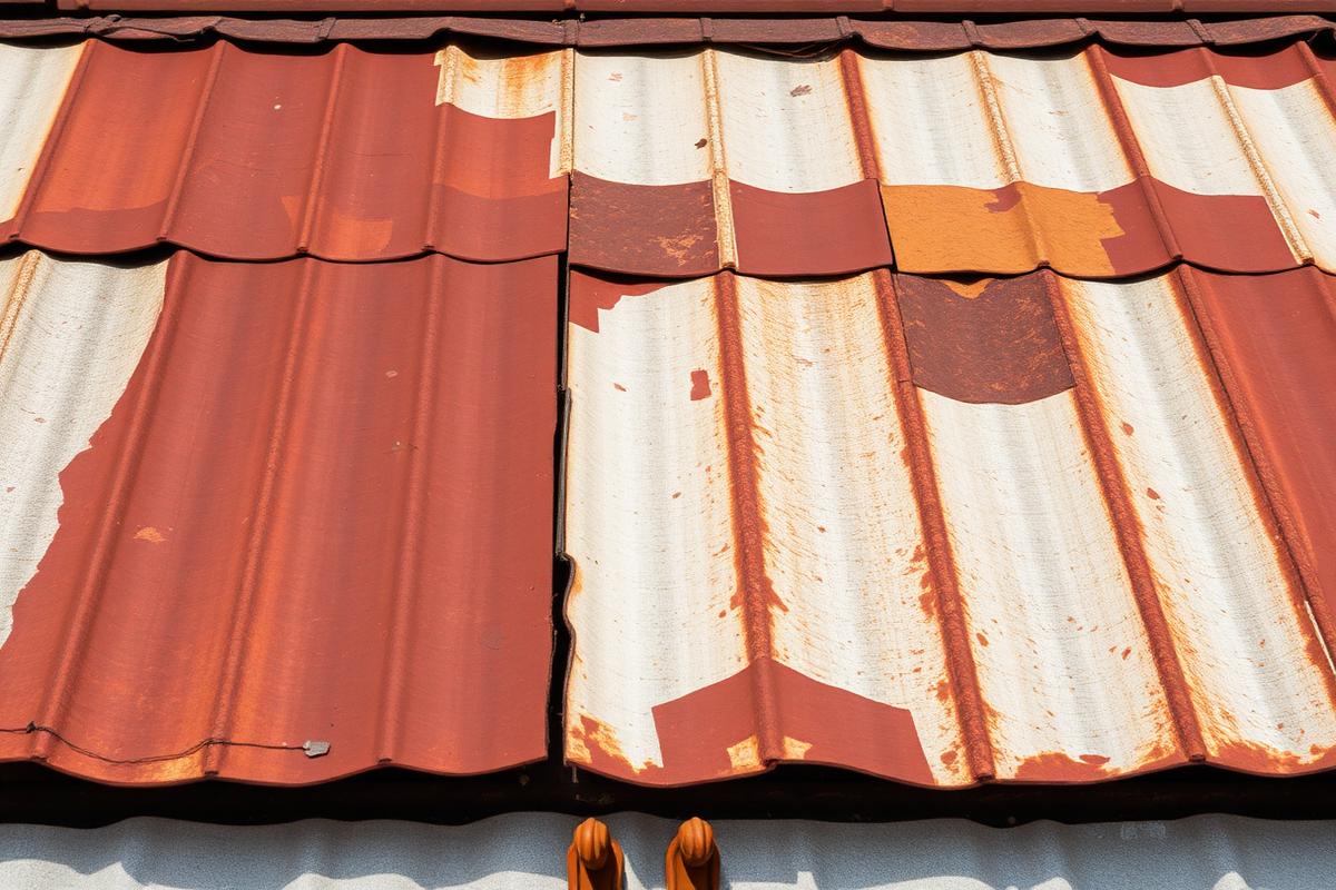 Worn roof before metal roof restoration in Santa Rosa, CA
